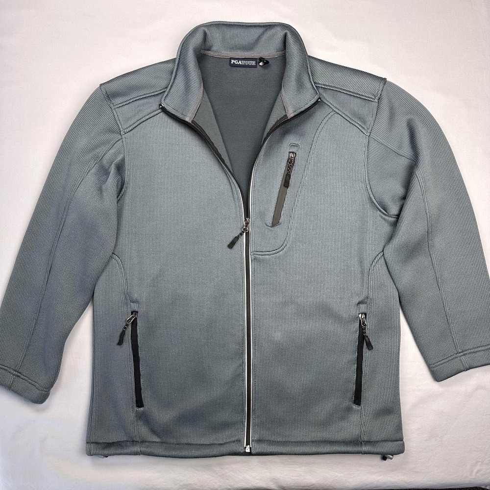PGA TOUR Jacket Mens Medium Golf Full Zip Fleece‎ Lined Mock Neck Zip Pockets